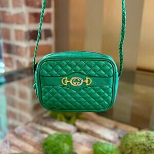 GUCCI Trapuntata Green Quilted Mini Camera Bag
